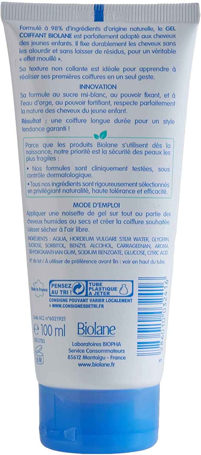 BIOLANE - Gel Cheveux Coiffant - Bébé - Nouveau Packaging - Effet Mouillé -  Fixe