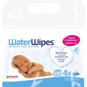 WaterWipes Lingettes Pures à l'eau- 240 lingettes Paquet de 4X60